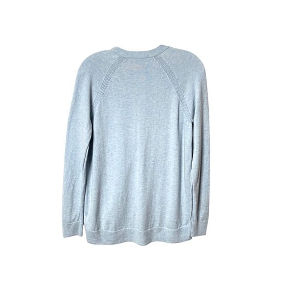 Gap Women's Light Blue Merino Wool Blend V-Neck Button-Front Cardigan Sweater M - Picture 2 of 5